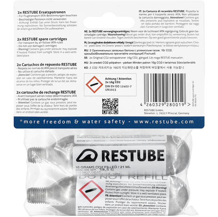 2024 Restube Co2 Cartridge 16g 2 Pack 14368